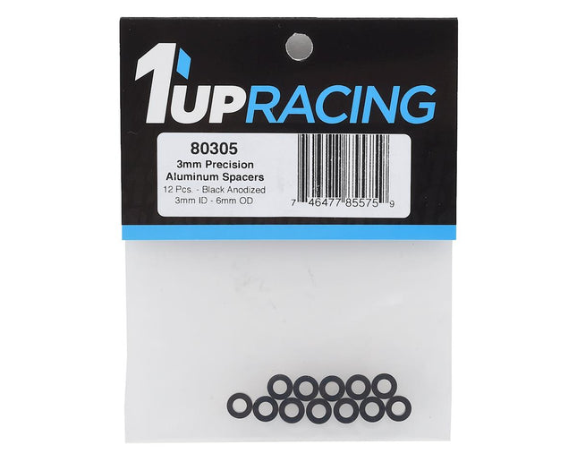 1UP80305, 1UP Racing 3x6mm Precision Aluminum Shims (Black) (12) (3mm)