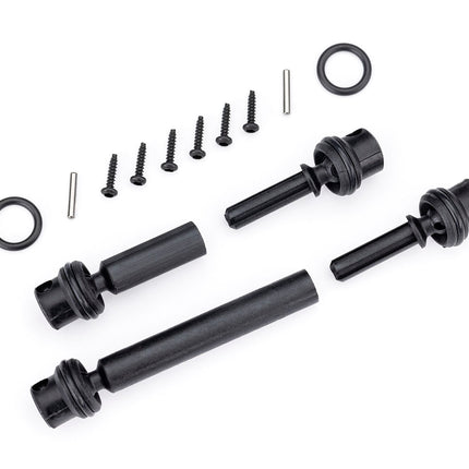 TRA9855, Traxxas Driveshafts, center, assembled (front & rear) (fits 1/18 scale vehicles with long wheelbase)