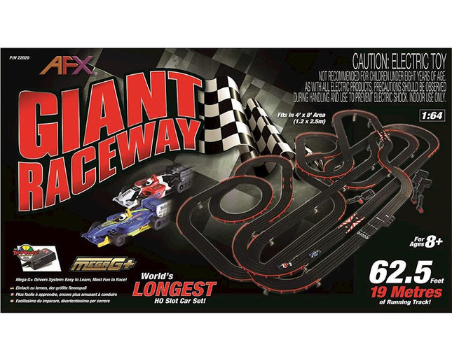 AFX22020, AFX Mega G+ Giant Raceway HO Slot Car Set w/Two Formula Cars (Mega G+)