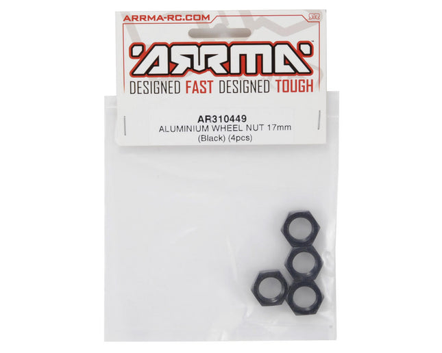 AR310449, Arrma 17mm Aluminum Wheel Nut (Black) (4)