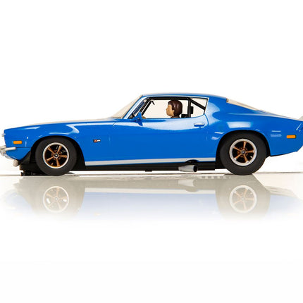 C1429T, Scalextric 1/32 Scale Slot Car Race Track Set American Street Duel 1970's Camaro vs. Mustang Blue & Red