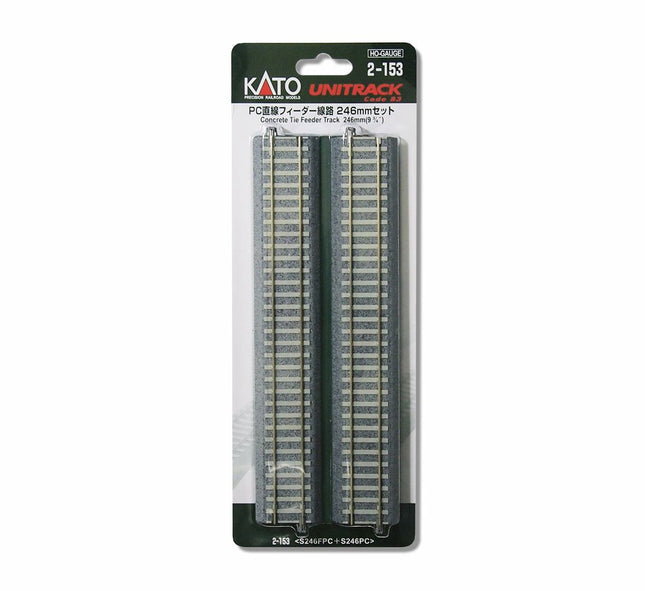 KAT2153, Kato HO Scale 2-153 Unitrack Straight Feeder Section w/Concrete Ties, 9-3/4" 246mm