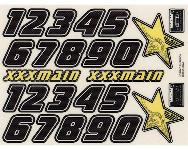 XXXS036, XXX Main S036 Decals Carbon Sticker Sheet Numbers