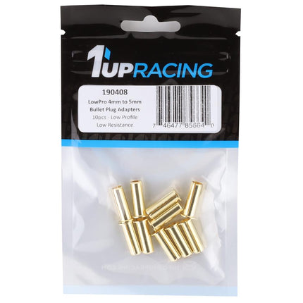 1UP190408, 1UP Racing 4mm to 5mm LowPro Bullet Plug Adapters (10)