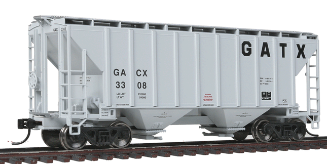 Walthers Mainline 37' 2980 Cubic-Foot 2-Bay Covered Hopper - Ready to Run -- General American Tankcar #3308 (gray, black)