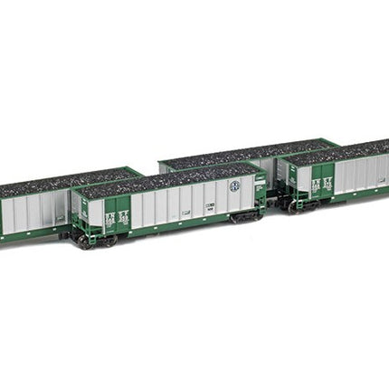 AZL 90109-3 Bethgon Coal Porter BNSF (Green) Set 3 - Caloosa Trains And Hobbies