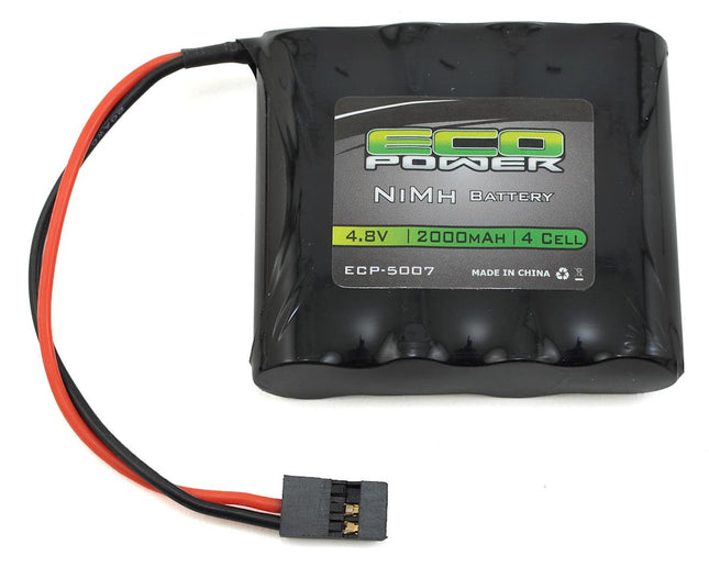 ECP-5007, EcoPower 4-Cell NiMH AA SBS-Flat Receiver Battery w/Rx Connector (4.8V/2000mAh)