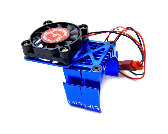 HRAMH550TE06, Hot Racing Clip-On Two-Piece Motor Heat Sink w/Fan (Blue)