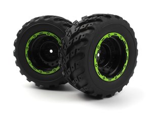 BZN540181,  Smyter MT Wheels/Tires Assembled (Black/Green)