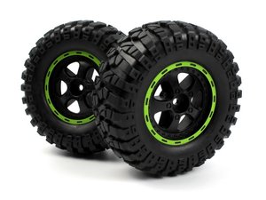BZN540183, Smyter Desert Wheels/Tires Assembled (Black/Green)