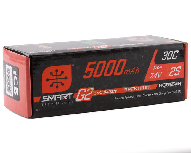 SPMX52S30H5, Spektrum RC 2S Smart LiPo 30C Hard Case Battery Pack (7.4V/5000mAh) w/IC5 Connector