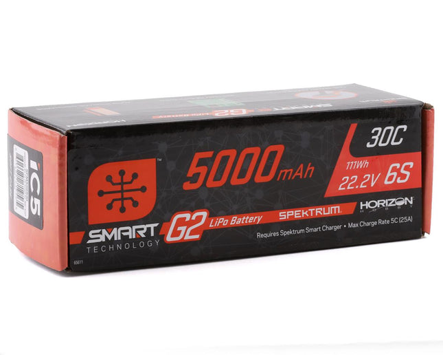 SPMX56S30, Spektrum RC 6S Smart G2 LiPo 30C Battery Pack (22.2V/5000mAh) w/IC5 Connector