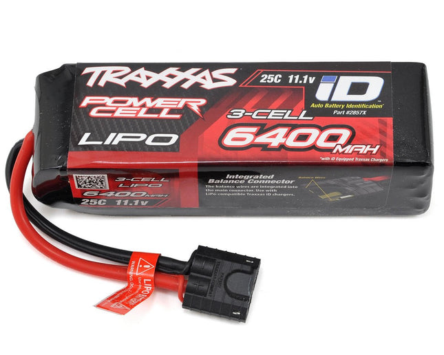 TRA2857X, Traxxas 3S "Power Cell" 25C LiPo Battery w/iD Traxxas Connector (11.1V/6400mAh)