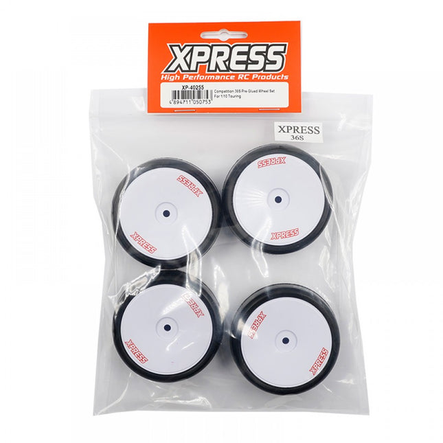 XP-40255, XPRESS Competition 36s Pre-Glued Wheel Set For 1/10 Touring