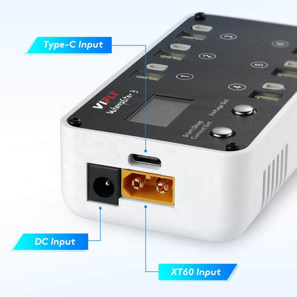 ViFly WhoopStor V3 1S LiPo/LiHV 6 Channel DC/USB-C Whoop Charger & Discharger for BT2.0 & PH2.0 - Choose Your Color