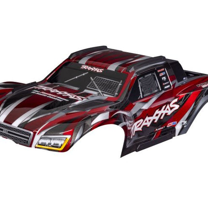 TRA10211-RED, Traxxas Body, Maxx Slash®, Red (painted)/ decal sheet (assembled with body support, body plastics, & latches for clipless mounting)