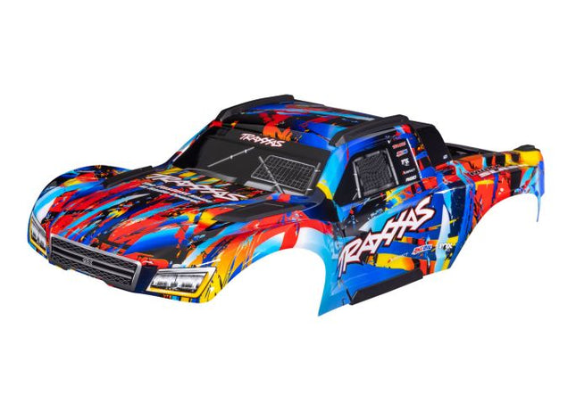 TRA10211-RNR, Traxxas Body, Maxx Slash®, Rock n' Roll (painted)/ decal sheet (assembled with body support, body plastics, & latches for clipless mounting)