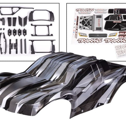 TRA10211X, Traxxas Body, Maxx Slash®, ProGraphix® (graphics are printed, requires paint & final color application)/ decal sheet  (includes body support, body plastics, latches, & hardware for clipless mounting)