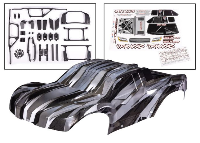 TRA10211X, Traxxas Body, Maxx Slash®, ProGraphix® (graphics are printed, requires paint & final color application)/ decal sheet  (includes body support, body plastics, latches, & hardware for clipless mounting)