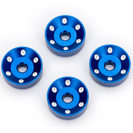 TRA10257-BLUE, Traxxas Wheel washers, machined aluminum, blue (4)