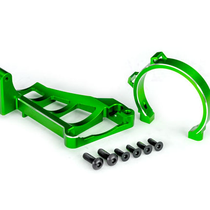 TRA10262-GRN, Traxxas Motor mounts (front & rear) (green-anodized 6061-T6 aluminum)/ 3x10mm CCS (with threadlock) (4)/ 4x12mm BCS (with threadlock) (2) (for use with #3483 motor)