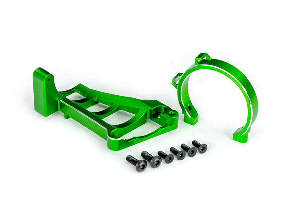 TRA10262-GRN, Traxxas Motor mounts (front & rear) (green-anodized 6061-T6 aluminum)/ 3x10mm CCS (with threadlock) (4)/ 4x12mm BCS (with threadlock) (2) (for use with #3483 motor)