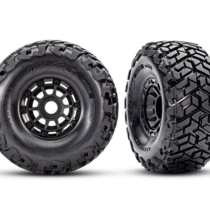 TRA10272-GRAY, Traxxas Tires & wheels, assembled, glued, left (1), right (1) (charcoal gray wheels, Maxx Slash® belted tires, foam inserts) (17mm splined) (TSM® rated)