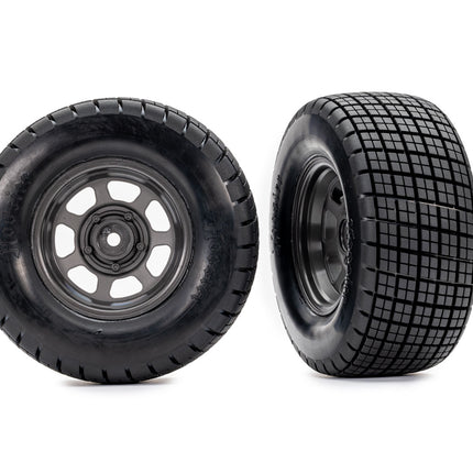 TRA10474, Traxxas Tires & wheels, assembled, glued (4WD front/rear, 2WD rear only)