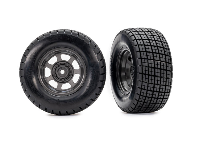 TRA10474, Traxxas Tires & wheels, assembled, glued (4WD front/rear, 2WD rear only)