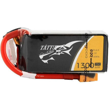 Tattu 11.1V 3S 1300mAh 75C LiPo Battery - XT60