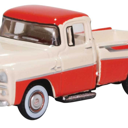 OXD-87DP57001, 1957 Dodge D100 Sweptside Pick Up Truck - Assembled - Tropical Coral, Ivory - HO Scale