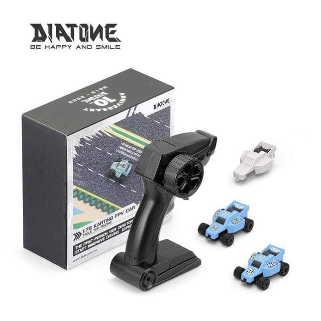 Diatone 1:76 Q33 Karting 60min RTR Two Car Kit w/ 2 Cars, Extra Body, Transmitter, Charger - Blue
