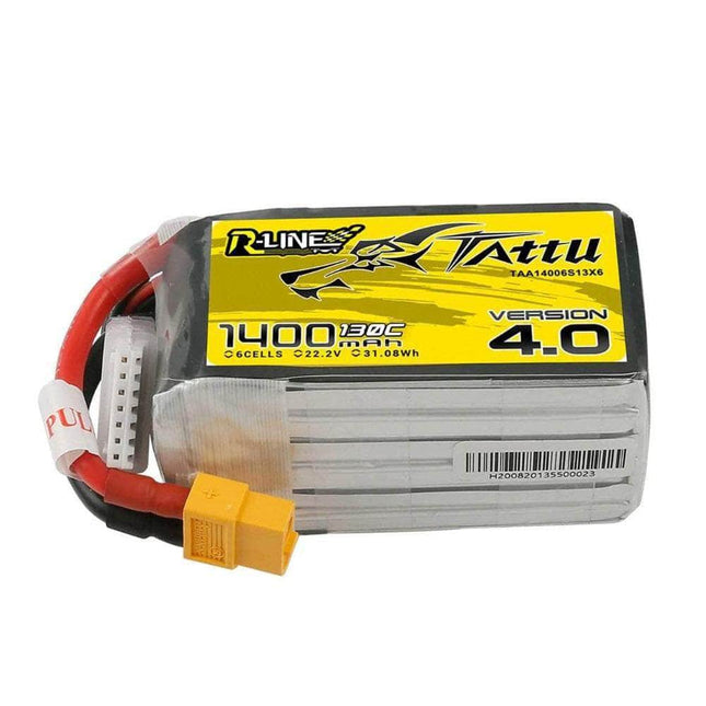 Tattu R-Line Version 4.0 22.2V 6S 1400mAh 130C LiPo Battery - XT60