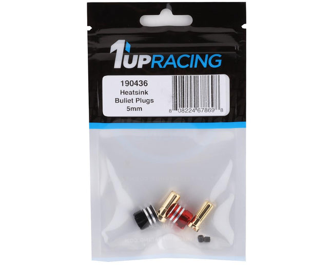 1UP190436, 1UP Racing Heatsink Bullet Plug Grips w/5mm Bullets (Black/Red)