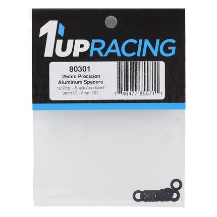 1UP80301, 1UP Racing 3x6mm Precision Aluminum Shims (Black) (12) (0.25mm)