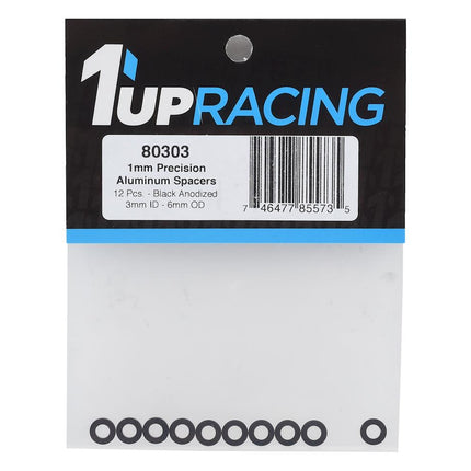1UP80303, 1UP Racing 3x6mm Precision Aluminum Shims (Black) (12) (1mm)