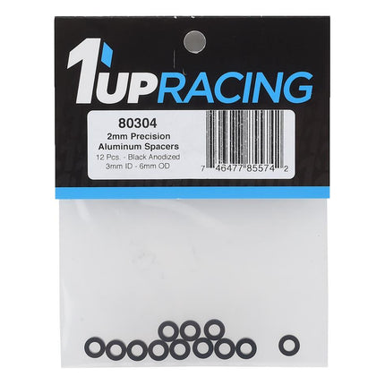 1UP80304, 1UP Racing 3x6mm Precision Aluminum Shims (Black) (12) (2mm)