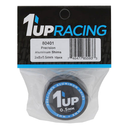 1UP80401, 1UP Racing 3x8mm Precision Aluminum Shims (Black) (10) (0.5mm)