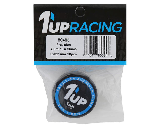 1UP80403, 1UP Racing 3x8mm Precision Aluminum Shims (Black) (10) (1mm)
