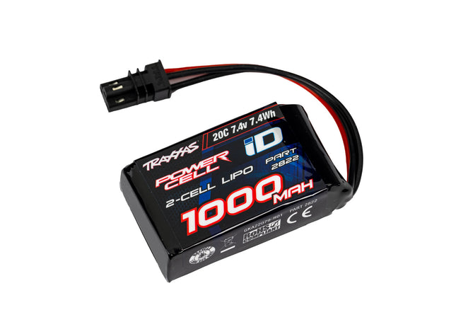 TRA2822, Traxxas 2S "Power Cell" 20C Lipo Battery w/iD Connector (7.4V/1000mAh)