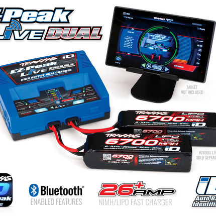 TRA2997, Traxxas EZ-Peak Live 4S "Completer Pack" Multi-Chemistry Battery Charger w/Two Power Cell 4S Batteries (6700mAh)