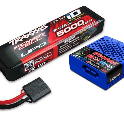 TRA2985-3S, Traxxas 3S 25C LiPo Battery (11.1V/5000mAh) Completer Pack w/Traxxas ID 4Amp USB-C Charger