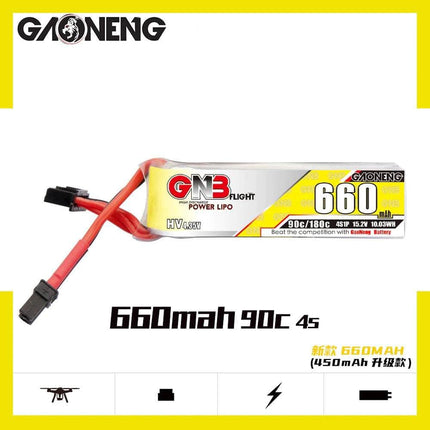 Gaoneng GNB 15.2V 4S 660mAh 90C LiHV Micro Battery (Long Type) - XT30