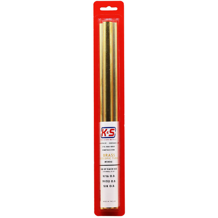 KNS-3402, 9/16 thru 5/8"x12" Brass Telescopic Tubing .014 Wall (3pc)