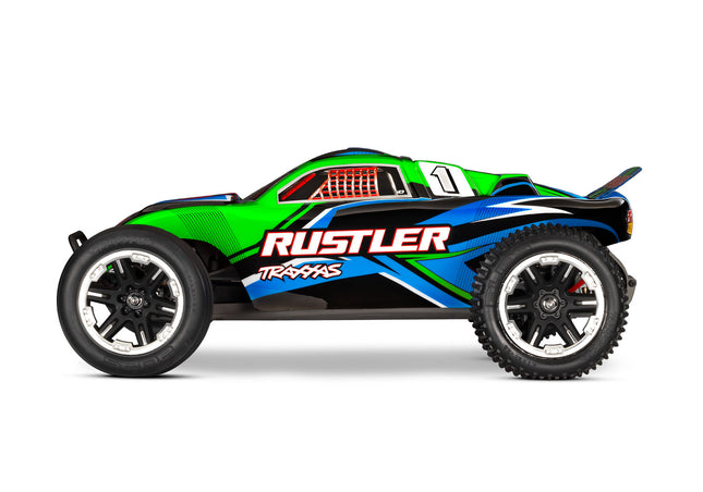 37254-8, Traxxas Rustler HD 1/10 RTR 2WD Electric Stadium Truck (Green) w/XL-5 ESC, TQ 2.4GHz Radio, Battery & USB-C Charger (NEW)