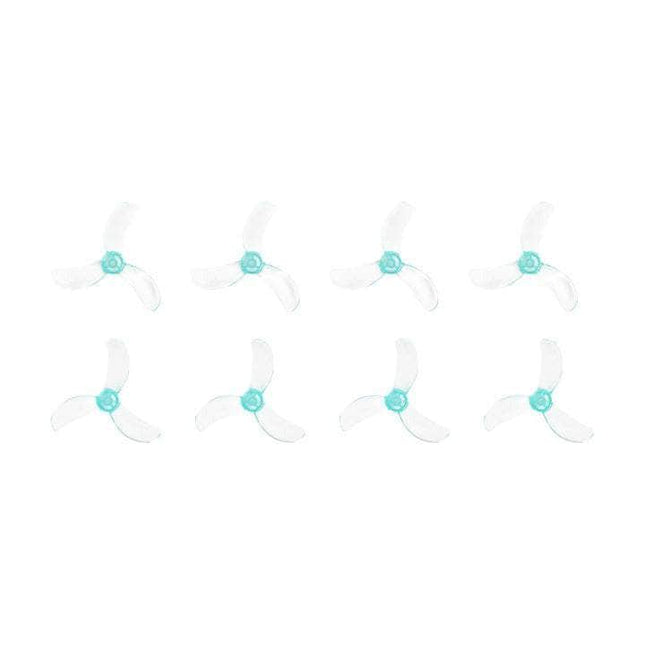 Sub250 Gemfan Pros Tri-Blade 40mm Micro/Whoop Prop 8 Pack - Teal (1.5mm Shaft)