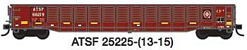25225, 52'6" N Scale Corrugated Gondola - Ready to Run -- Santa Fe (Boxcar Red, Yellow Conspicuity Marks; Q Logo, Version 1)