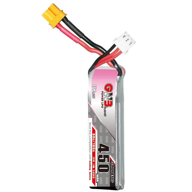 Gaoneng GNB 7.6V 2S 450mAh 80C LiHV Micro Battery (Long Type) - XT30