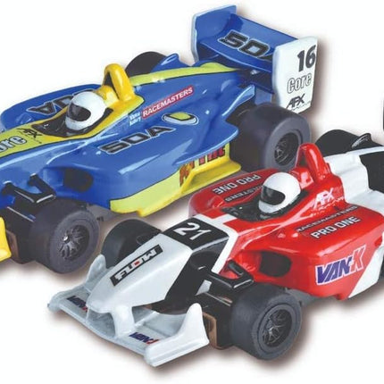 AFX22020, AFX Mega G+ Giant Raceway HO Slot Car Set w/Two Formula Cars (Mega G+)