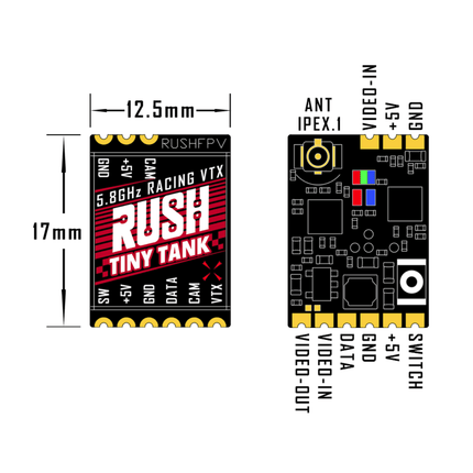 RUSHFPV Tiny Tank 25-350mW 5.8GHz Micro VTX - U.FL